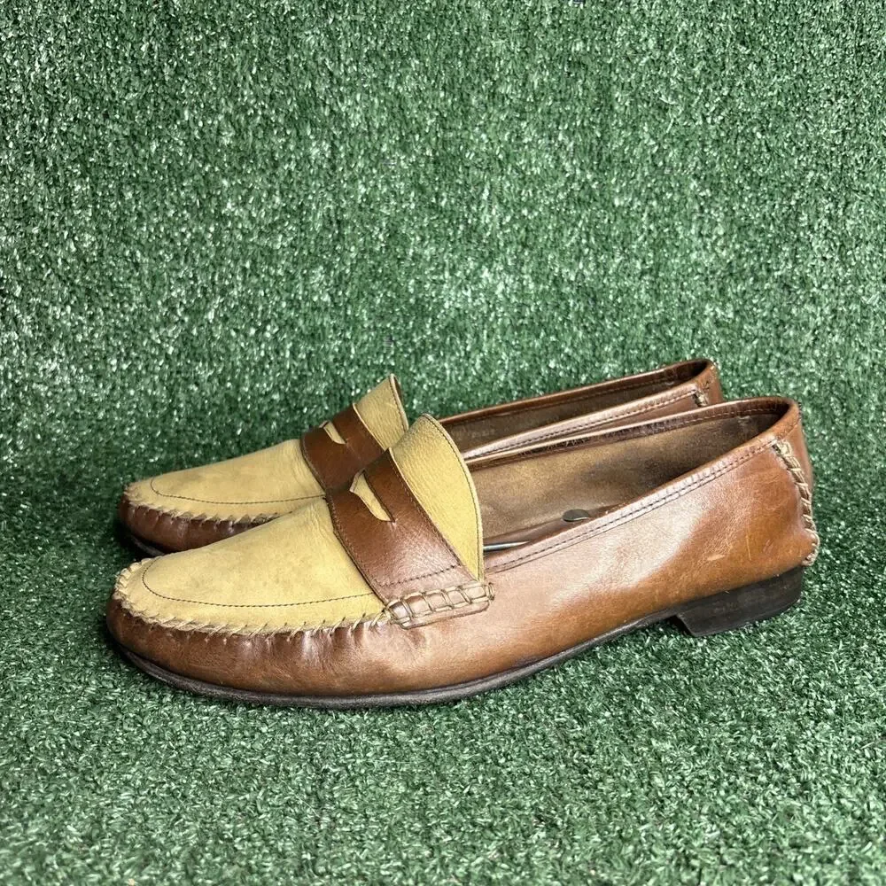 Bragano Cole Haan Shoes Mens Size 13 M Brown / Tan Leather Slip On Penny Loafers